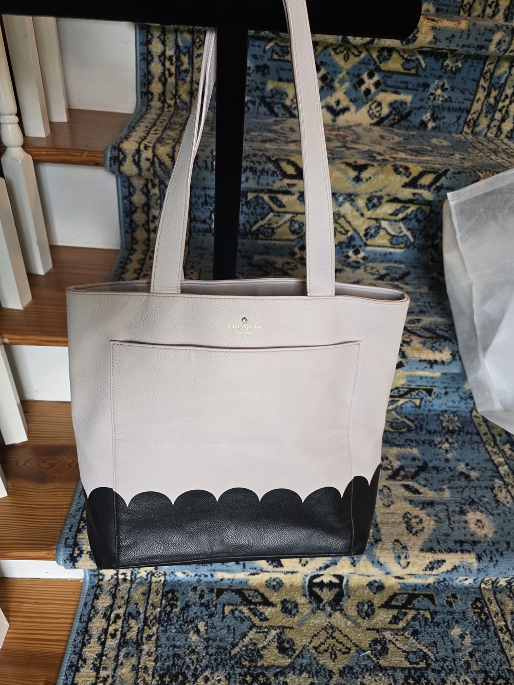 Kate Spade Pink and Black Scallop Tote - Leather Shoulder Bag